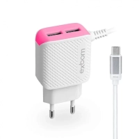 Carregador de Celular Usb/Micro Usb Exbom Ca2u-c20v8 Rosa