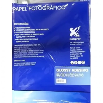 Papel Fotografico Glossy Adesivo Maxprint A4 135gsm 50 Folhas