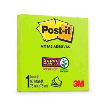 Bloco Adesivo Post-it 3m 76x76mm Verde Neon