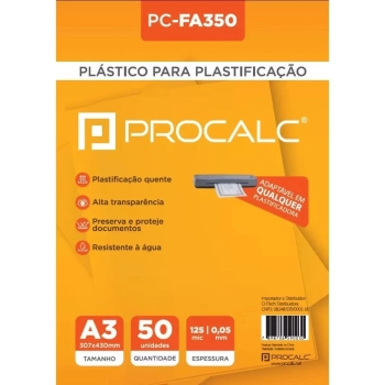 Plstico Filme para Plastificao A3 307x430 com 50 Unidades Procalc